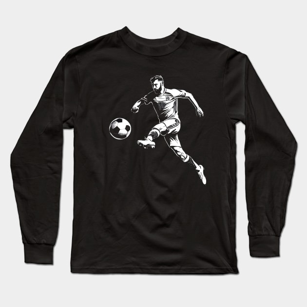 Dynamic Soccer Player Long Sleeve T-Shirt by SimplyStitch Shop